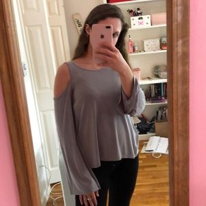 Cold shoulder//Lace up back Top